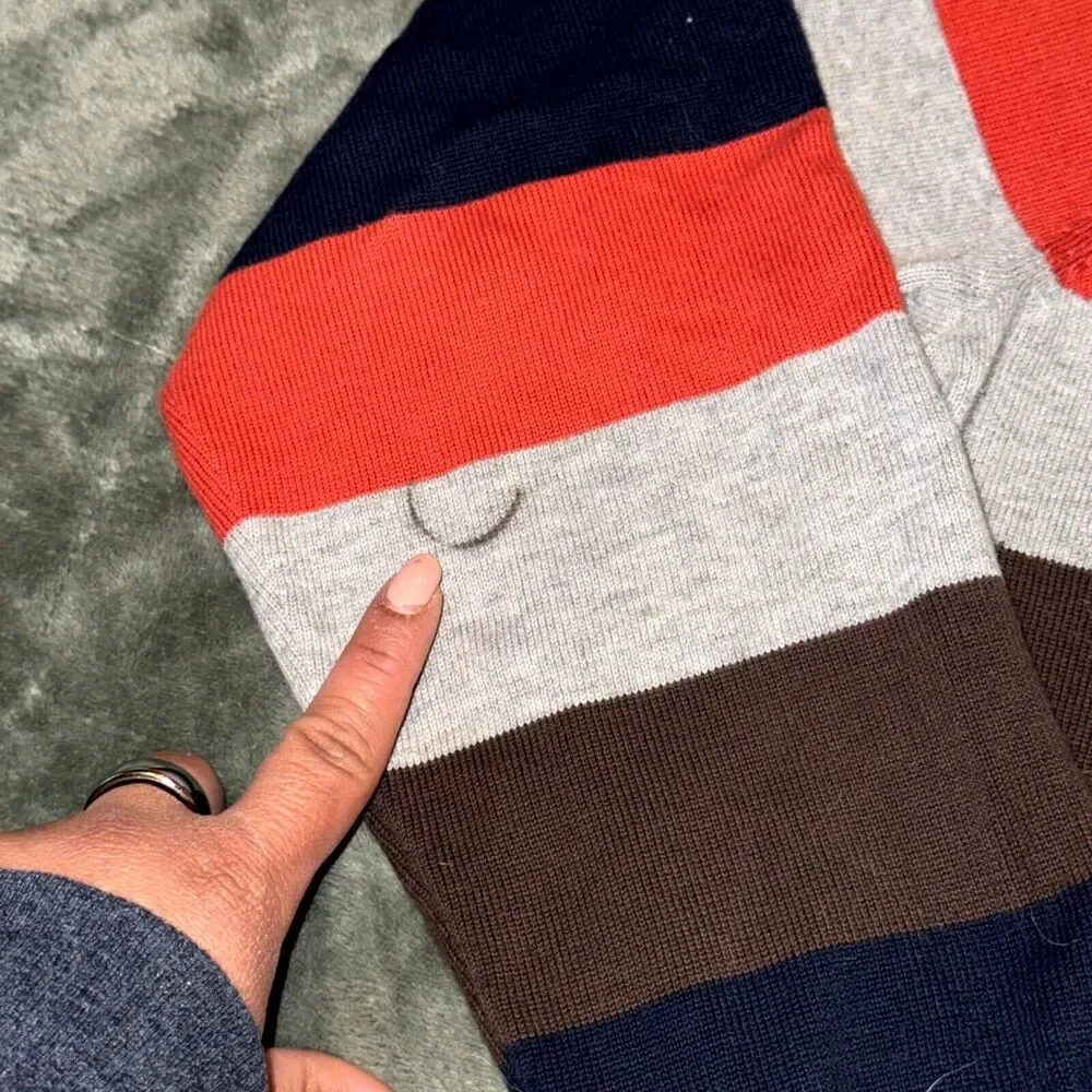 Old Navy Sweater Men's Large Multicolor Striped 100% Cotton Long Sleeve Pullover